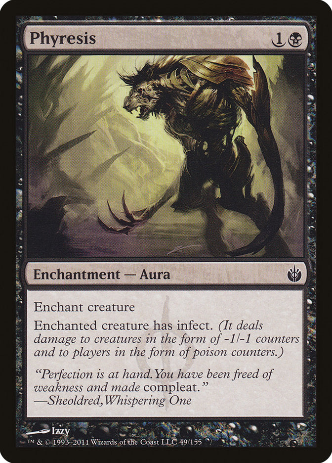 This Is An Image Of The Magic The Gathering Card Phyresis From The Set Mirrodin Besieged - Designed By Artist Izzy
