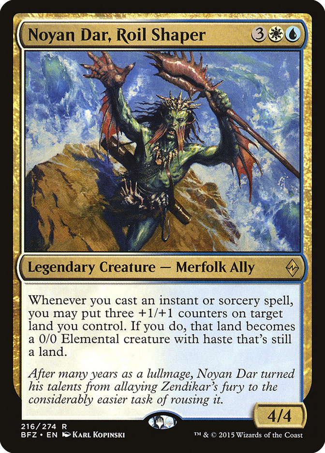 This Is An Image Of The Magic The Gathering Card Noyan Dar, Roil Shaper From The Set Battle for Zendikar - Designed By Artist Karl Kopinski