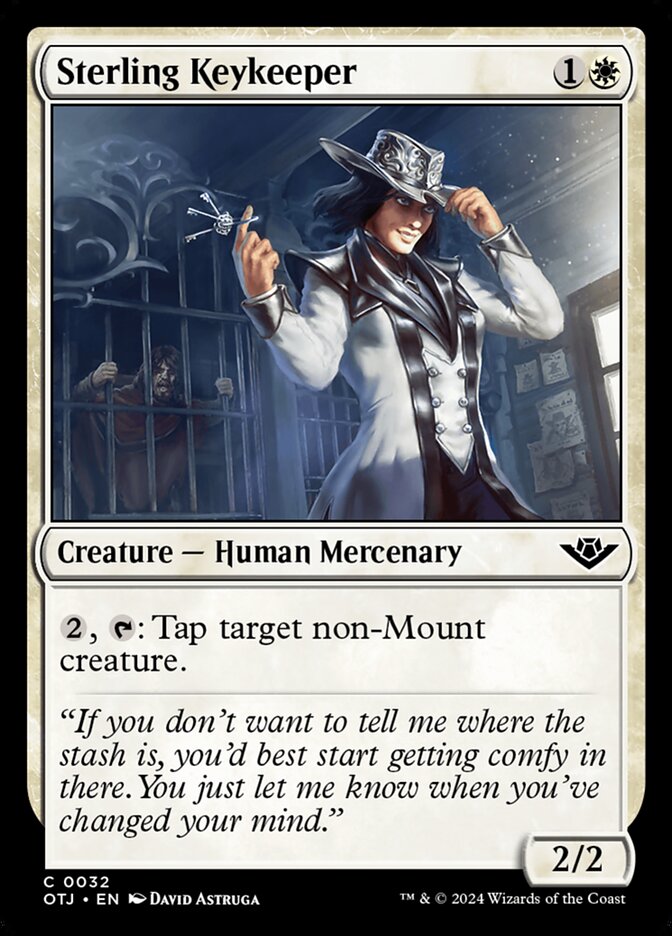 This Is An Image Of The Magic The Gathering Card Sterling Keykeeper From The Set Outlaws of Thunder Junction - Designed By Artist David Astruga