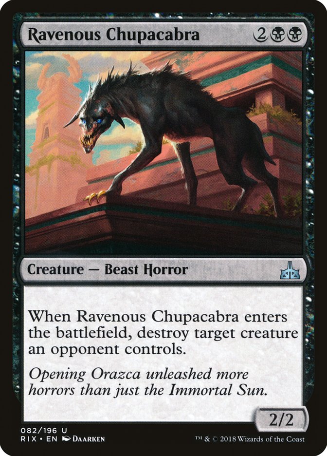 This Is An Image Of The Magic The Gathering Card Ravenous Chupacabra From The Set Murders at Karlov Manor Commander - Designed By Artist Daarken