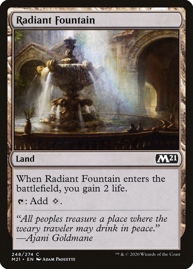 This Is An Image Of The Magic The Gathering Card Radiant Fountain From The Set Commander 2021 - Designed By Artist Adam Paquette