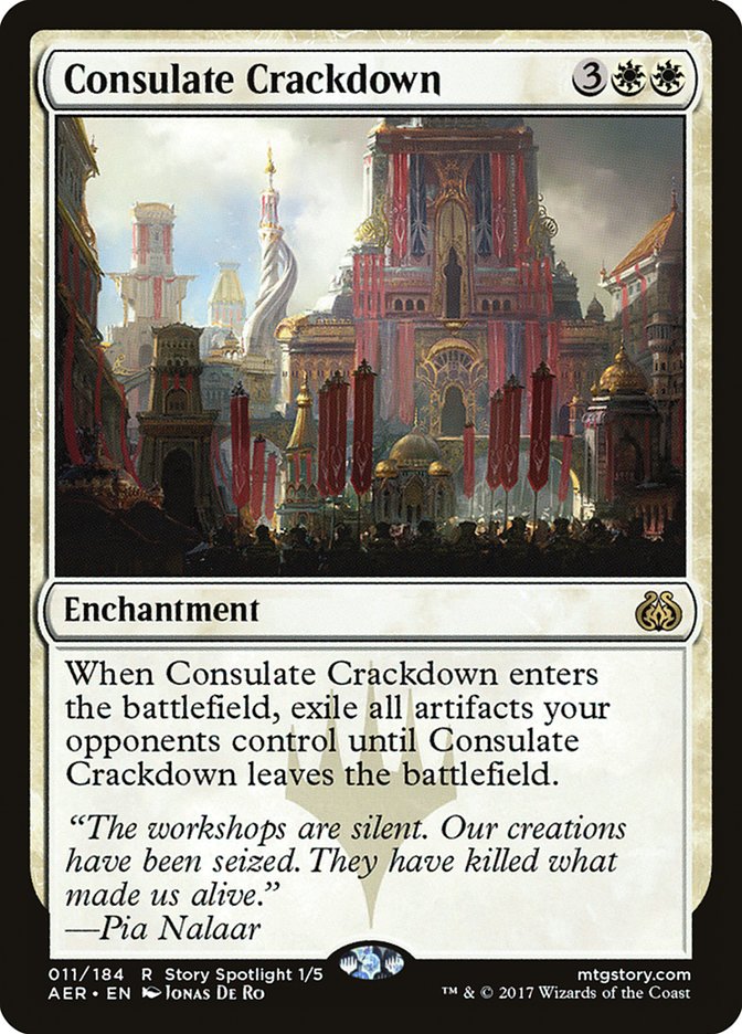 This Is An Image Of The Magic The Gathering Card Consulate Crackdown From The Set Aether Revolt - Designed By Artist Jonas De Ro