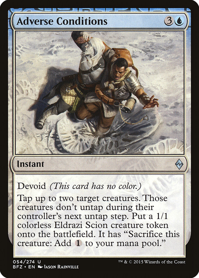 This Is An Image Of The Magic The Gathering Card Adverse Conditions From The Set Battle for Zendikar - Designed By Artist Jason Rainville
