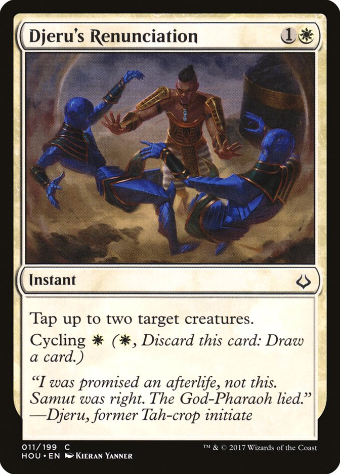 This Is An Image Of The Magic The Gathering Card Djeru's Renunciation From The Set Hour of Devastation - Designed By Artist Kieran Yanner