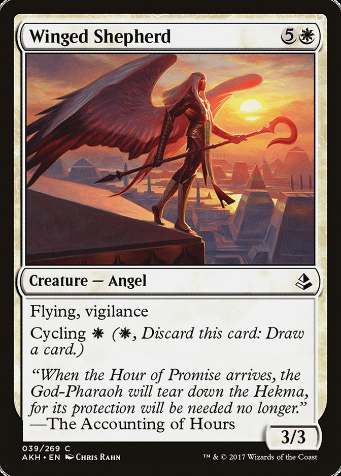 This Is An Image Of The Magic The Gathering Card Winged Shepherd From The Set Amonkhet - Designed By Artist Chris Rahn