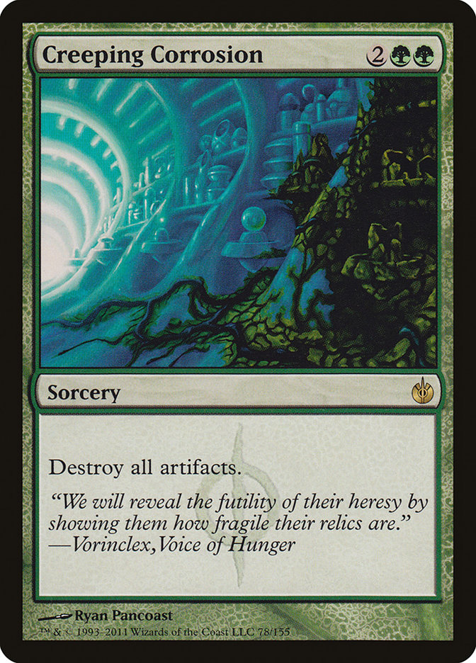 This Is An Image Of The Magic The Gathering Card Creeping Corrosion From The Set Mirrodin Besieged - Designed By Artist Ryan Pancoast