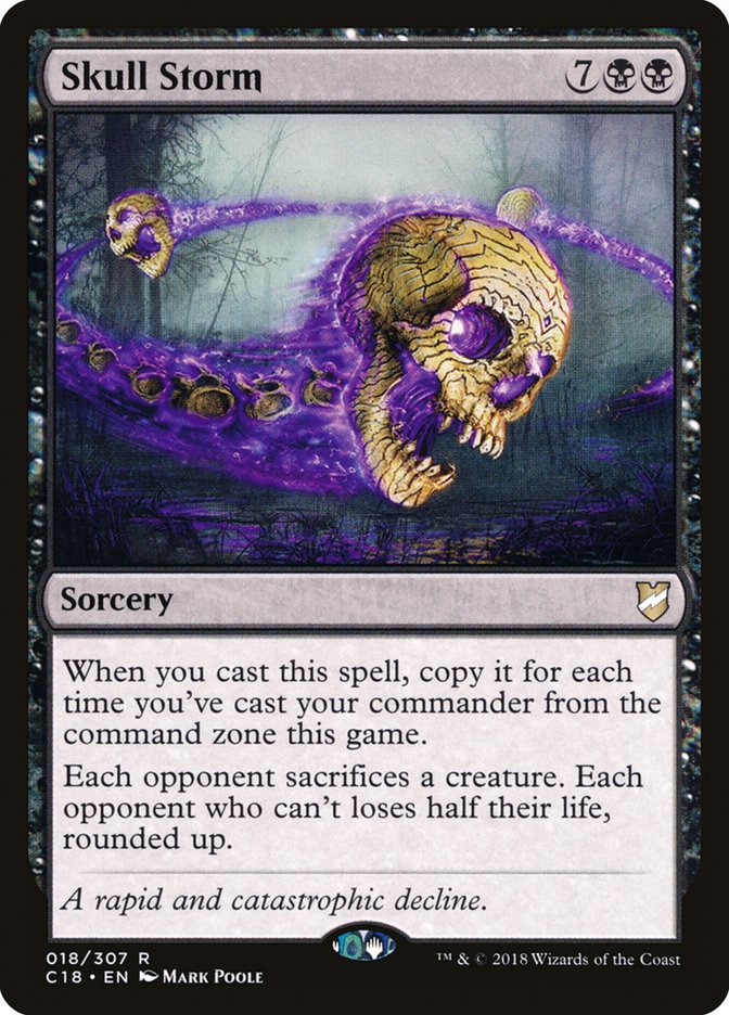 This Is An Image Of The Magic The Gathering Card Skull Storm From The Set Commander 2018 - Designed By Artist Mark Poole