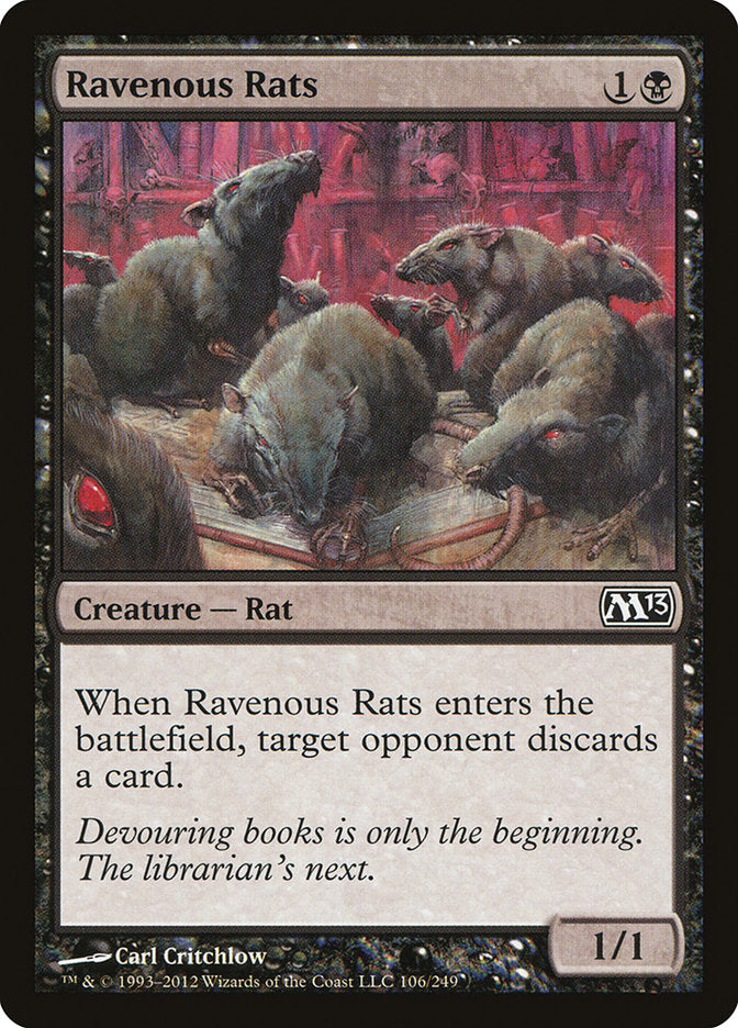This Is An Image Of The Magic The Gathering Card Ravenous Rats From The Set Duel Decks Anthology: Garruk vs. Liliana - Designed By Artist Carl Critchlow