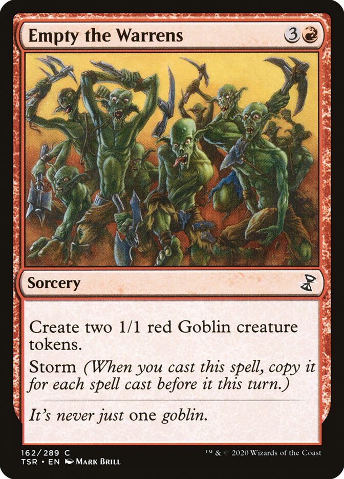 This Is An Image Of The Magic The Gathering Card Empty the Warrens From The Set Dominaria Remastered - Designed By Artist Johan Grenier