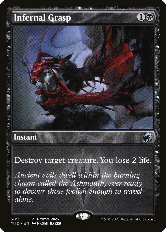 This Is An Image Of The Magic The Gathering Card Infernal Grasp From The Set Tarkir: Dragonstorm Commander - Designed By Artist Naomi Baker
