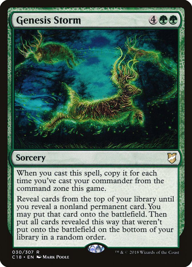 This Is An Image Of The Magic The Gathering Card Genesis Storm From The Set Commander 2018 - Designed By Artist Mark Poole