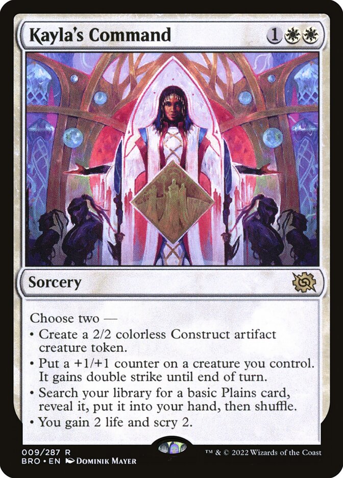 This Is An Image Of The Magic The Gathering Card Kayla's Command From The Set The Brothers' War - Designed By Artist Dominik Mayer