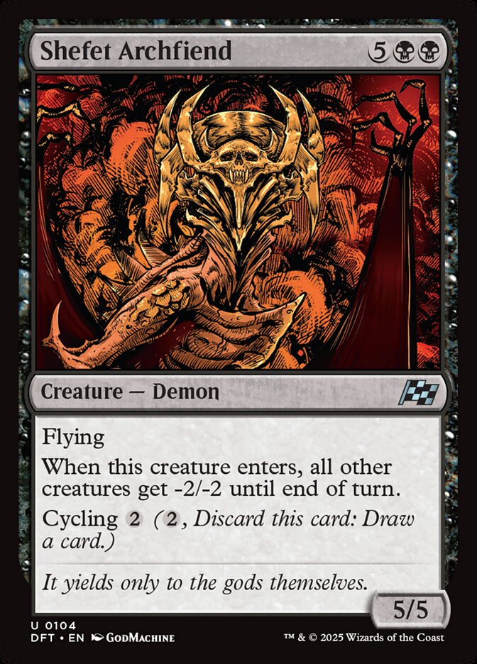 This Is An Image Of The Magic The Gathering Card Shefet Archfiend From The Set Aetherdrift - Designed By Artist GodMachine