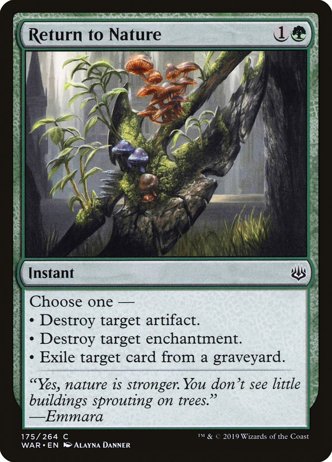 This Is An Image Of The Magic The Gathering Card Return to Nature From The Set March of the Machine Commander - Designed By Artist Mark Poole