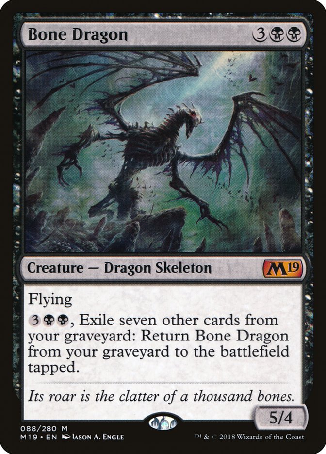 This Is An Image Of The Magic The Gathering Card Bone Dragon From The Set Core Set 2019 - Designed By Artist Jason A. Engle