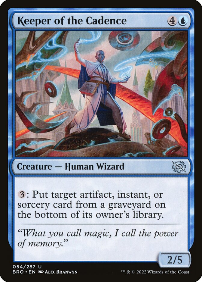 This Is An Image Of The Magic The Gathering Card Keeper of the Cadence From The Set The Brothers' War - Designed By Artist Alix Branwyn