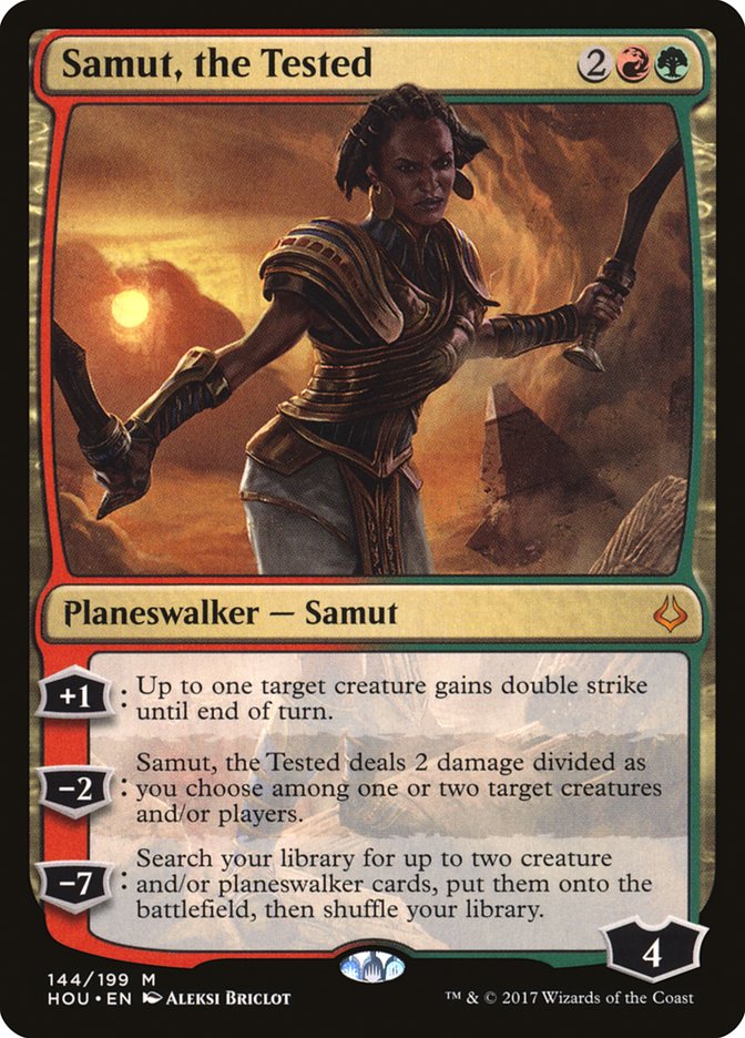 This Is An Image Of The Magic The Gathering Card Samut, the Tested From The Set Hour of Devastation - Designed By Artist Aleksi Briclot