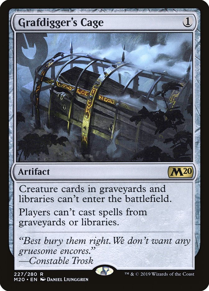 This Is An Image Of The Magic The Gathering Card Grafdigger's Cage From The Set Core Set 2020 - Designed By Artist Daniel Ljunggren
