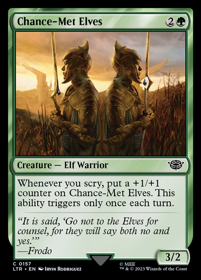 This Is An Image Of The Magic The Gathering Card Chance-Met Elves From The Set The Lord of the Rings: Tales of Middle-earth - Designed By Artist Irvin Rodriguez