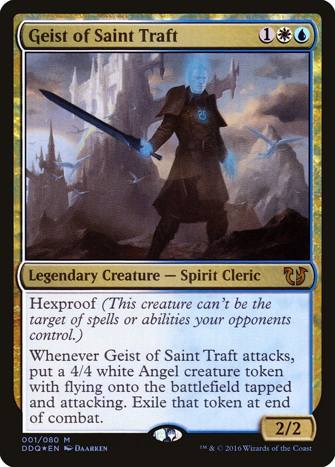 This Is An Image Of The Magic The Gathering Card Geist of Saint Traft From The Set Crimson Vow Commander - Designed By Artist Igor Kieryluk