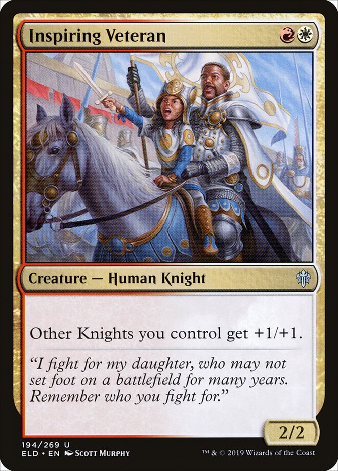 This Is An Image Of The Magic The Gathering Card Inspiring Veteran From The Set Throne of Eldraine - Designed By Artist Scott Murphy
