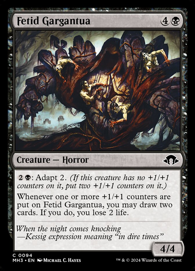 This Is An Image Of The Magic The Gathering Card Fetid Gargantua From The Set Modern Horizons 3 - Designed By Artist Michael C. Hayes