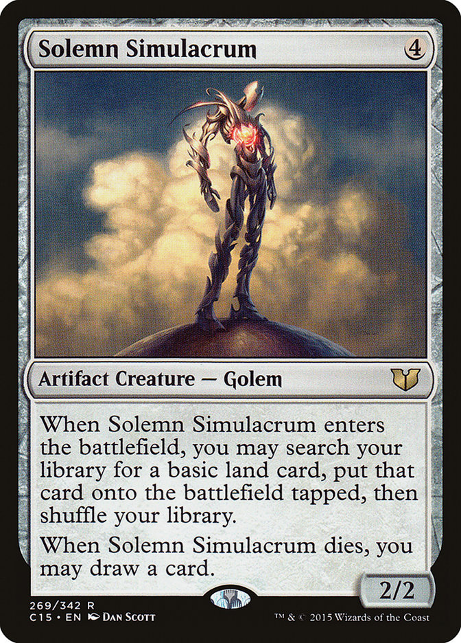 This Is An Image Of The Magic The Gathering Card Solemn Simulacrum From The Set Tarkir: Dragonstorm Commander - Designed By Artist Dan Murayama Scott