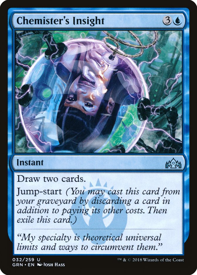 This Is An Image Of The Magic The Gathering Card Chemister's Insight From The Set Ravnica: Clue Edition - Designed By Artist Josh Hass