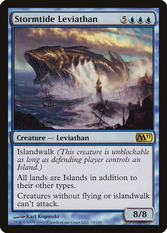 This Is An Image Of The Magic The Gathering Card Stormtide Leviathan From The Set Commander Legends - Designed By Artist Karl Kopinski