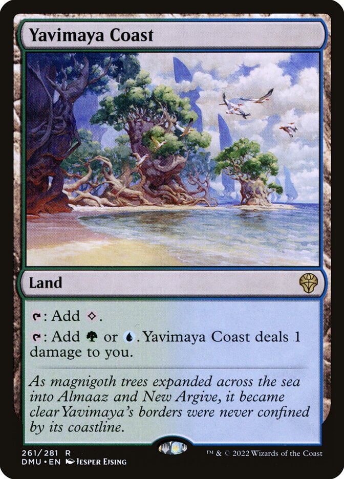 This Is An Image Of The Magic The Gathering Card Yavimaya Coast From The Set Tarkir: Dragonstorm Commander - Designed By Artist Jesper Ejsing