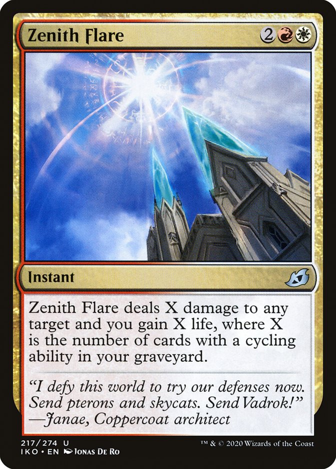 This Is An Image Of The Magic The Gathering Card Zenith Flare From The Set Ikoria: Lair of Behemoths - Designed By Artist Jonas De Ro