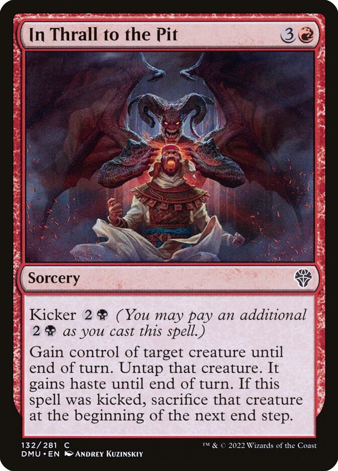 This Is An Image Of The Magic The Gathering Card In Thrall to the Pit From The Set Dominaria United - Designed By Artist Andrey Kuzinskiy