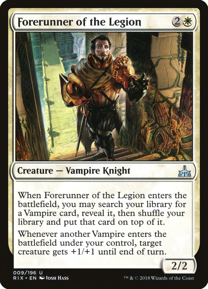 This Is An Image Of The Magic The Gathering Card Forerunner of the Legion From The Set Rivals of Ixalan - Designed By Artist Josh Hass
