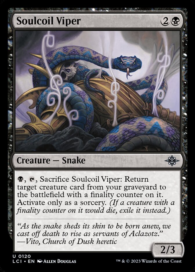 This Is An Image Of The Magic The Gathering Card Soulcoil Viper From The Set The Lost Caverns of Ixalan - Designed By Artist Allen Douglas