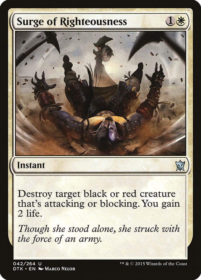 This Is An Image Of The Magic The Gathering Card Surge of Righteousness From The Set Dragons of Tarkir - Designed By Artist Marco Nelor