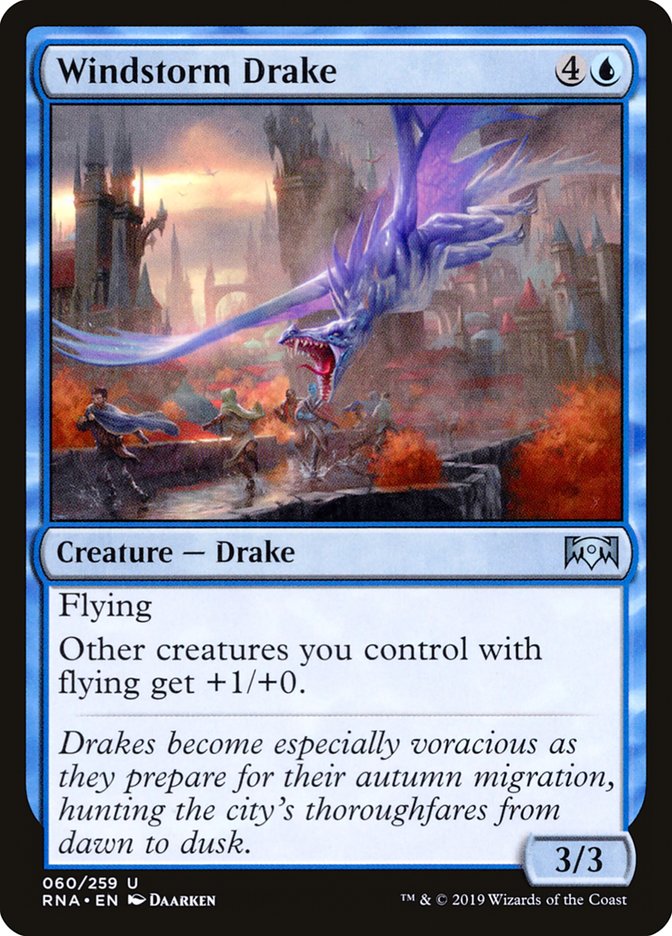 This Is An Image Of The Magic The Gathering Card Windstorm Drake From The Set Jumpstart - Designed By Artist Daarken