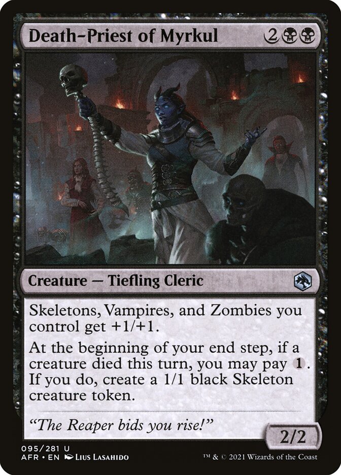 This Is An Image Of The Magic The Gathering Card Death-Priest of Myrkul From The Set Adventures in the Forgotten Realms - Designed By Artist Lius Lasahido