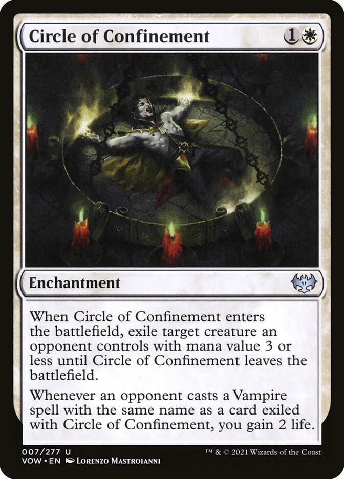 This Is An Image Of The Magic The Gathering Card Circle of Confinement From The Set Innistrad: Crimson Vow - Designed By Artist Lorenzo Mastroianni