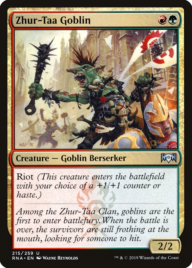 This Is An Image Of The Magic The Gathering Card Zhur-Taa Goblin From The Set Ravnica Allegiance - Designed By Artist Wayne Reynolds