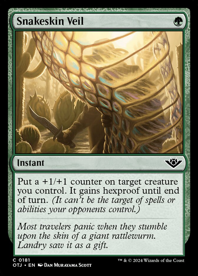 This Is An Image Of The Magic The Gathering Card Snakeskin Veil From The Set Tarkir: Dragonstorm - Designed By Artist Monztre