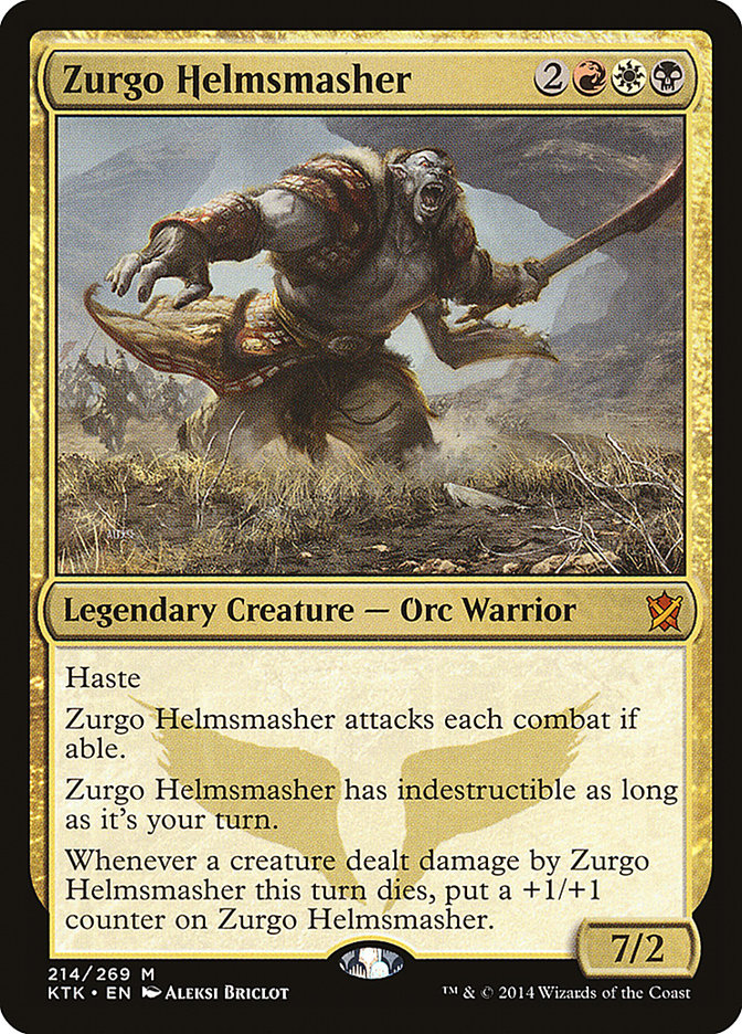 This Is An Image Of The Magic The Gathering Card Zurgo Helmsmasher From The Set Khans of Tarkir - Designed By Artist Aleksi Briclot