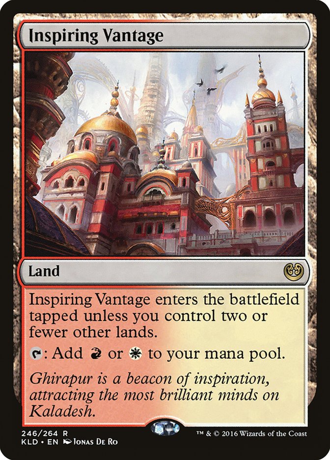 This Is An Image Of The Magic The Gathering Card Inspiring Vantage From The Set Outlaws of Thunder Junction - Designed By Artist Volkan Baǵa