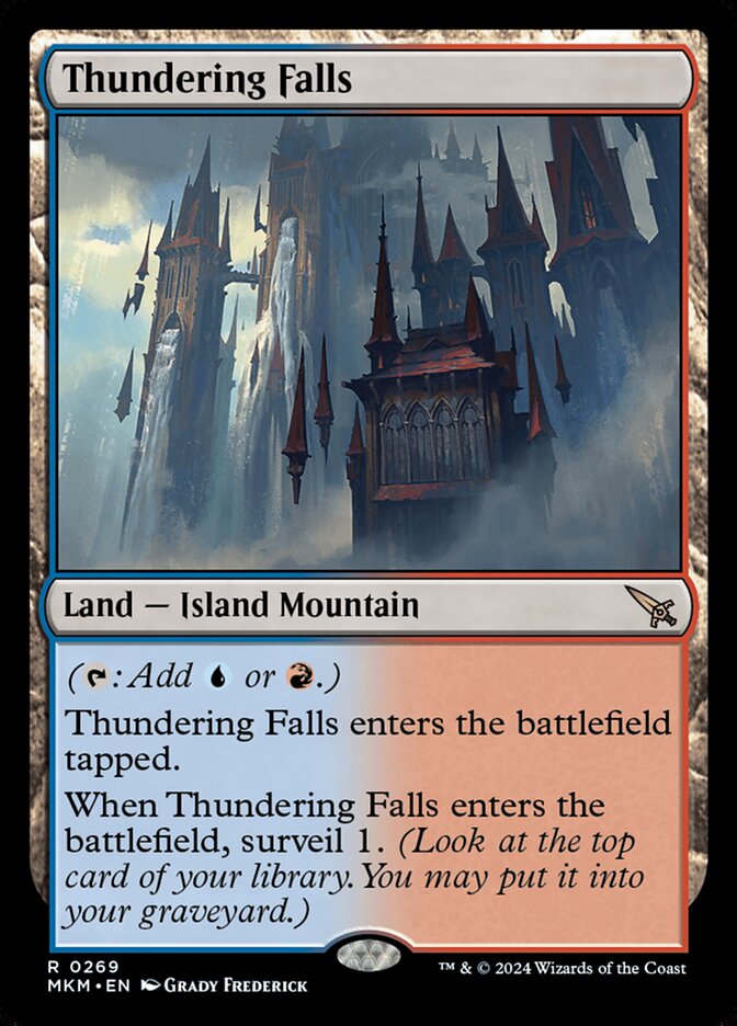 This Is An Image Of The Magic The Gathering Card Thundering Falls From The Set Murders at Karlov Manor - Designed By Artist Grady Frederick