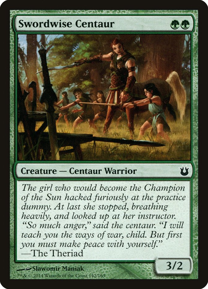This Is An Image Of The Magic The Gathering Card Swordwise Centaur From The Set Born of the Gods - Designed By Artist Slawomir Maniak