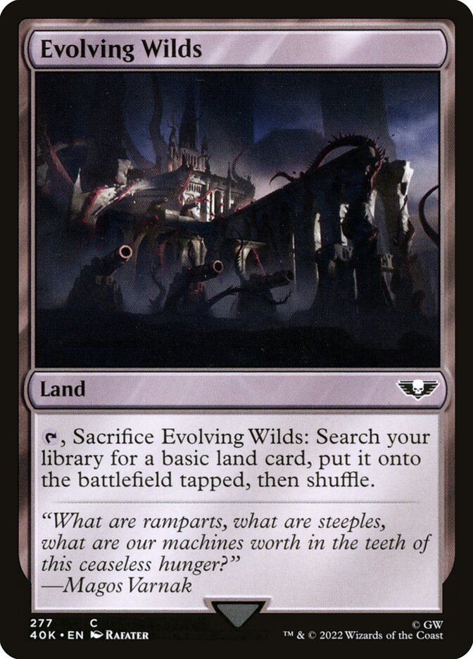 This Is An Image Of The Magic The Gathering Card Evolving Wilds From The Set Tarkir: Dragonstorm - Designed By Artist Leon Tukker
