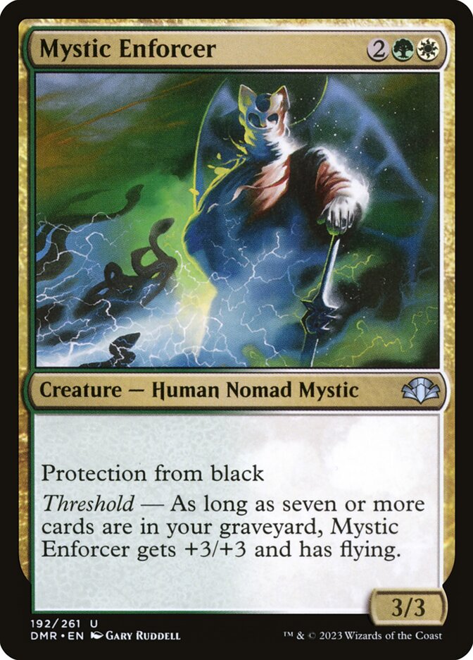 This Is An Image Of The Magic The Gathering Card Mystic Enforcer From The Set Dominaria Remastered - Designed By Artist Gary Ruddell