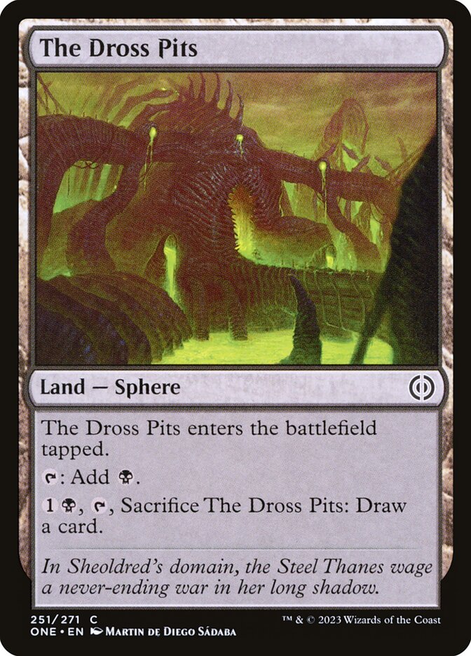 This Is An Image Of The Magic The Gathering Card The Dross Pits From The Set Phyrexia: All Will Be One - Designed By Artist Martin de Diego Sádaba