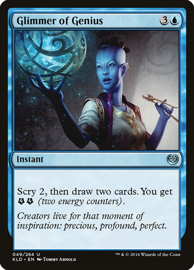 This Is An Image Of The Magic The Gathering Card Glimmer of Genius From The Set Kaladesh - Designed By Artist Tommy Arnold