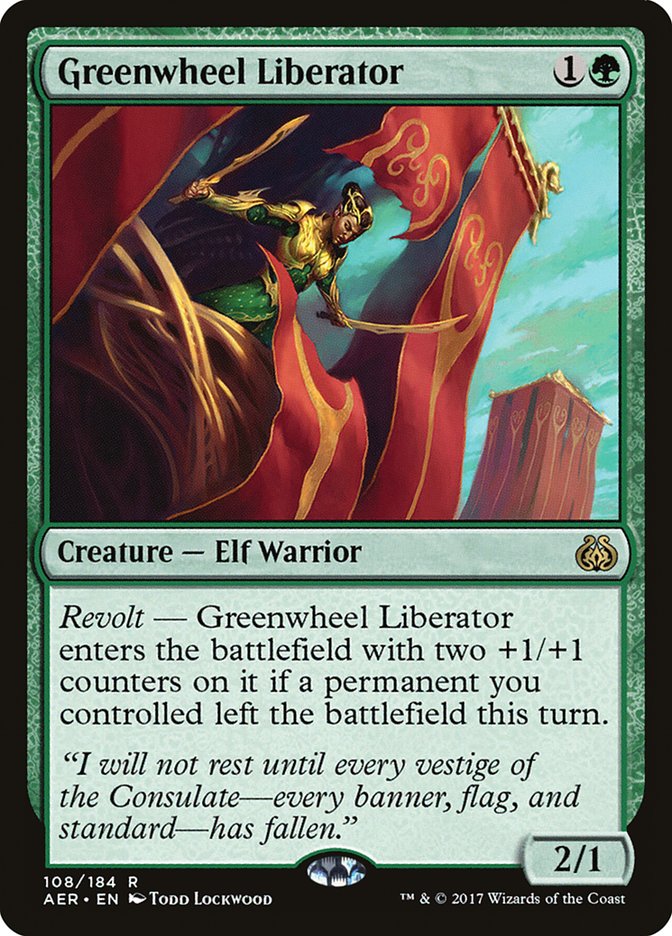 This Is An Image Of The Magic The Gathering Card Greenwheel Liberator From The Set Aether Revolt - Designed By Artist Todd Lockwood