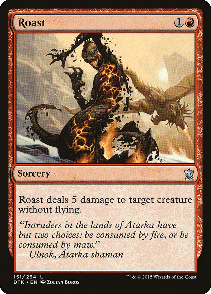 This Is An Image Of The Magic The Gathering Card Roast From The Set Dragons of Tarkir - Designed By Artist Zoltan Boros